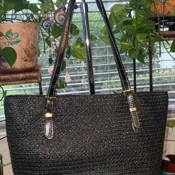 ERIC JAVITS BLACK STRAW SHOULDER BAG - Picture 11 of 12